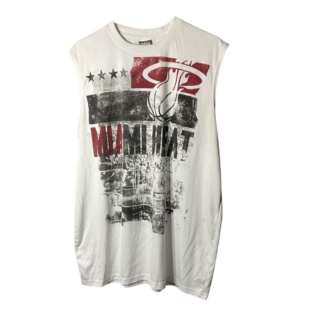 Zipway Mens Miami Heat NBA Basketball Relaxed Sleeveless Muscle Tank Top - White